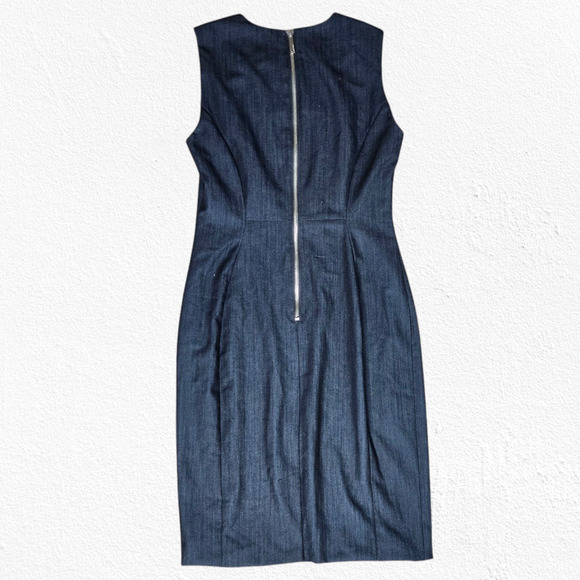 Calvin Klein Dark Wash Chambray Denim Bodycon Knee Length Career Dress Size 4 - Picture 6 of 6